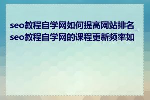 seo教程自学网如何提高网站排名_seo教程自学网的课程更新频率如何