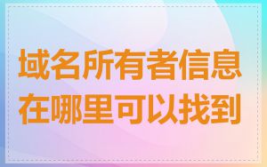 域名所有者信息在哪里可以找到