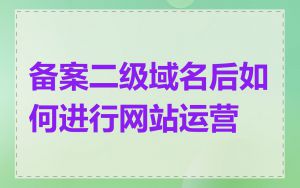 备案二级域名后如何进行网站运营