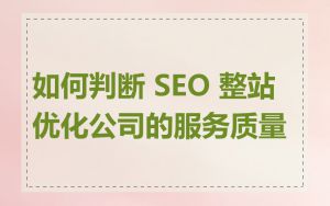如何判断 SEO 整站优化公司的服务质量