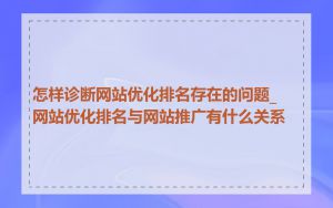 怎样诊断网站优化排名存在的问题_网站优化排名与网站推广有什么关系