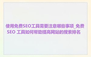 使用免费SEO工具需要注意哪些事项_免费 SEO 工具如何帮助提高网站的搜索排名
