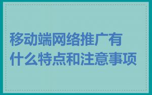 移动端网络推广有什么特点和注意事项