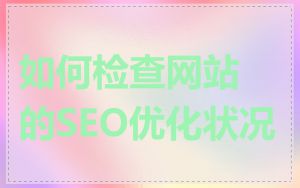 如何检查网站的SEO优化状况