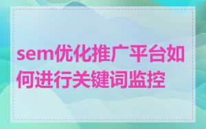 sem优化推广平台如何进行关键词监控
