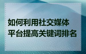 如何利用社交媒体平台提高关键词排名