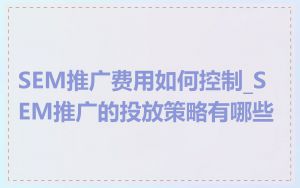 SEM推广费用如何控制_SEM推广的投放策略有哪些