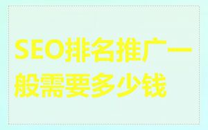 SEO排名推广一般需要多少钱