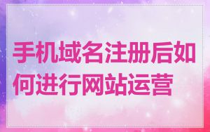 手机域名注册后如何进行网站运营