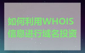 如何利用WHOIS信息进行域名投资