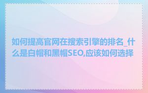 如何提高官网在搜索引擎的排名_什么是白帽和黑帽SEO,应该如何选择