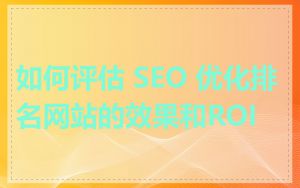 如何评估 SEO 优化排名网站的效果和ROI
