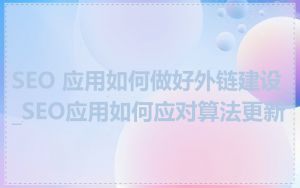 SEO 应用如何做好外链建设_SEO应用如何应对算法更新