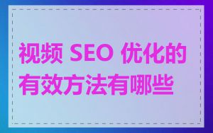 视频 SEO 优化的有效方法有哪些