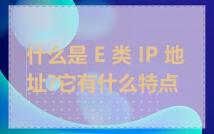 什么是 E 类 IP 地址?它有什么特点