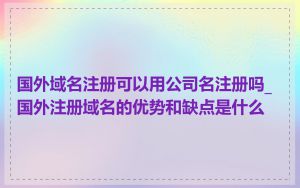 国外域名注册可以用公司名注册吗_国外注册域名的优势和缺点是什么