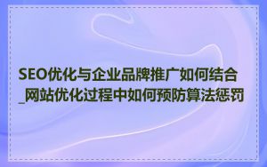 SEO优化与企业品牌推广如何结合_网站优化过程中如何预防算法惩罚