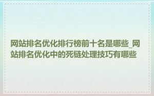 网站排名优化排行榜前十名是哪些_网站排名优化中的死链处理技巧有哪些
