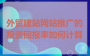 外贸建站网站推广的投资回报率如何计算
