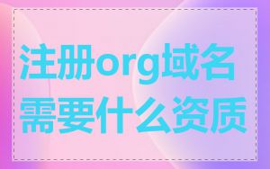注册org域名需要什么资质