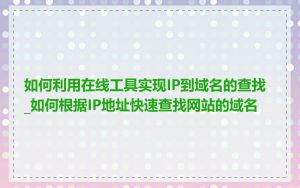 如何利用在线工具实现IP到域名的查找_如何根据IP地址快速查找网站的域名
