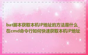 bat脚本获取本机IP地址的方法是什么_在cmd命令行如何快速获取本机IP地址