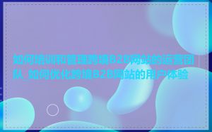 如何培训和管理跨境B2B网站的运营团队_如何优化跨境B2B网站的用户体验