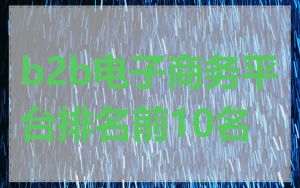b2b电子商务平台排名前10名