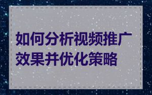 如何分析视频推广效果并优化策略