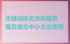 关键词排名快排服务是否适合中小企业使用