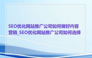 SEO优化网站推广公司如何做好内容营销_SEO优化网站推广公司如何选择