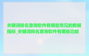 关键词排名查询软件有哪些常见的数据指标_关键词排名查询软件有哪些功能