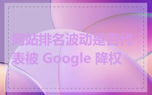 网站排名波动是否代表被 Google 降权