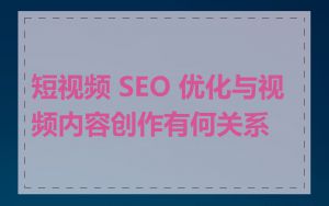 短视频 SEO 优化与视频内容创作有何关系