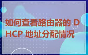 如何查看路由器的 DHCP 地址分配情况