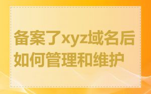 备案了xyz域名后如何管理和维护