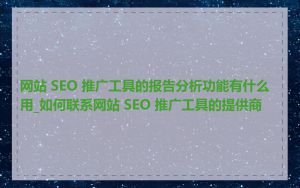 网站 SEO 推广工具的报告分析功能有什么用_如何联系网站 SEO 推广工具的提供商
