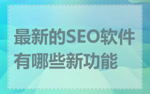 最新的SEO软件有哪些新功能