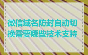 微信域名防封自动切换需要哪些技术支持