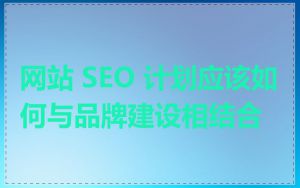 网站 SEO 计划应该如何与品牌建设相结合