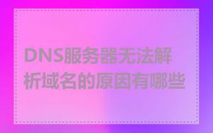 DNS服务器无法解析域名的原因有哪些