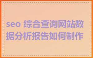 seo 综合查询网站数据分析报告如何制作