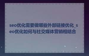 seo优化需要做哪些外部链接优化_seo优化如何与社交媒体营销相结合