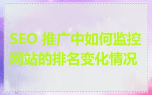 SEO 推广中如何监控网站的排名变化情况