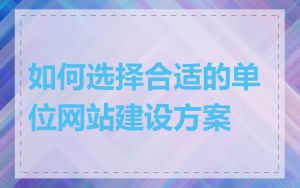 如何选择合适的单位网站建设方案