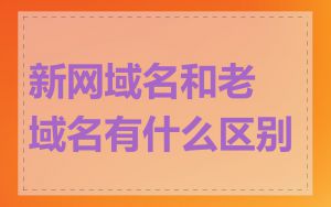 新网域名和老域名有什么区别