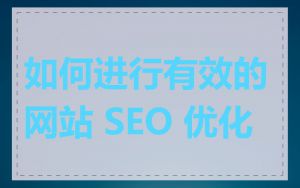 如何进行有效的网站 SEO 优化