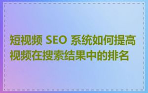 短视频 SEO 系统如何提高视频在搜索结果中的排名