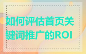 如何评估首页关键词推广的ROI