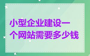 小型企业建设一个网站需要多少钱